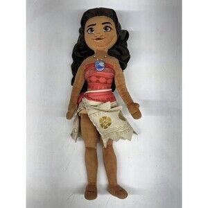 Disney Store Princess Moana Plush Doll 20" Authentic - Skirt Long Hair Necklace